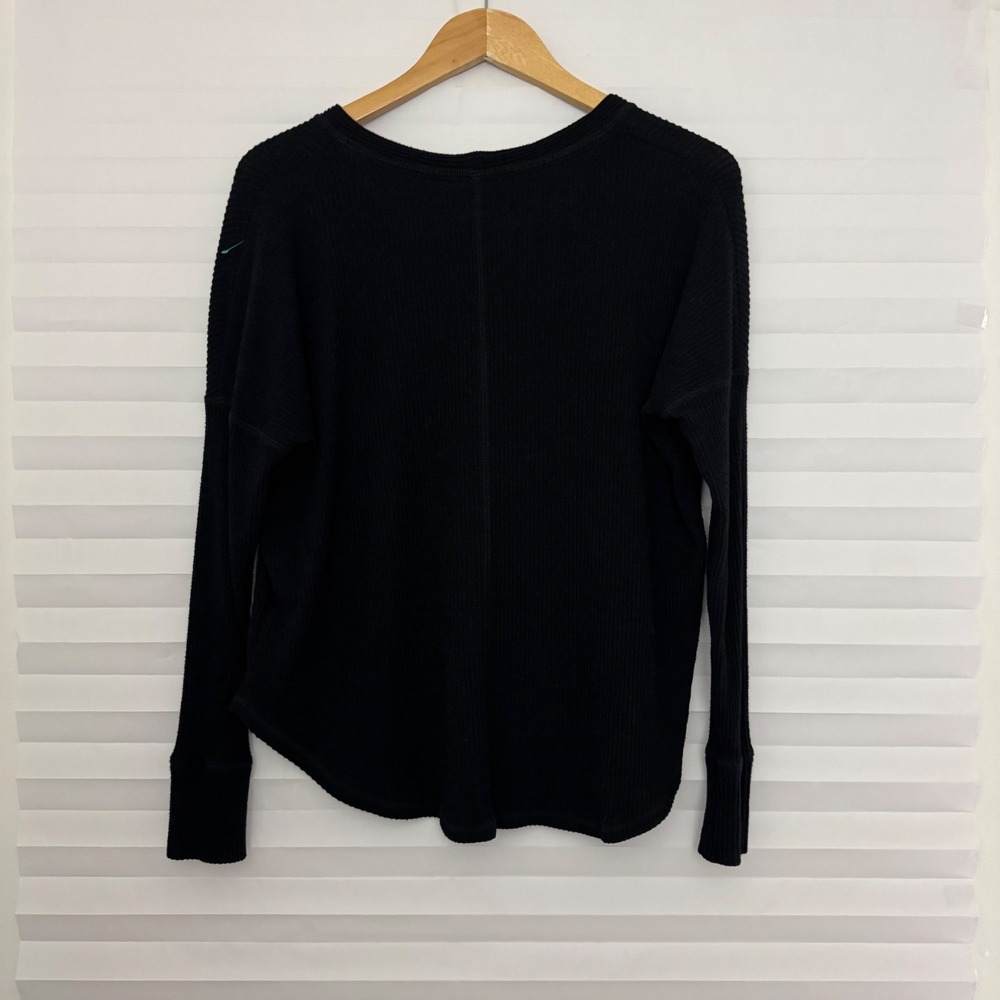 Abercrombie & Fitch Womens Black Waffle Knit Button Front Thermal Top S